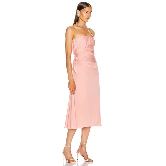 NWT DOLCE & GABBANA Strapless Ruched Midi Dress Pink 44 L - Picture 2 of 7